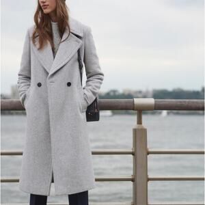 Club Monaco Burgundy Red Jemma Double Breasted Wool Coat XS Extra Small Midi